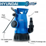 Hyundai HYSP550CD 550W Electric Clean and Dirty Water Submersible Water Pump